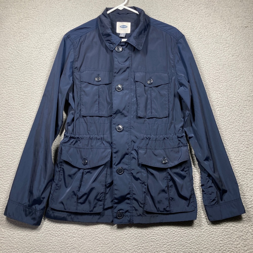 Old‎ Navy Field Jacket Women Large Navy Blue Utility Military Lightweight Coat